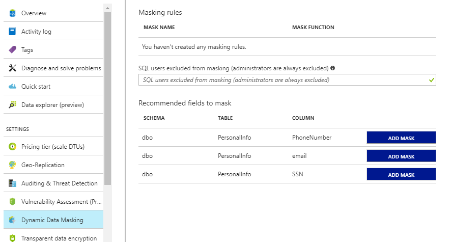 Azure SQL Dynamic Data Masking – Cris Conner's SQL Blog